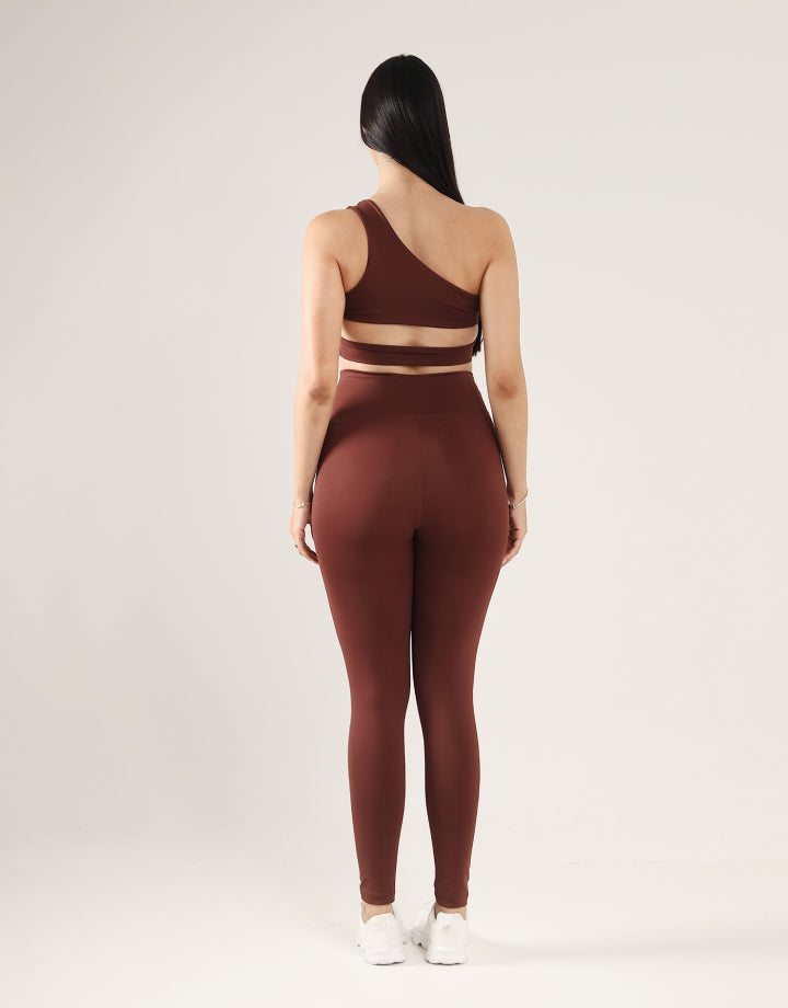 Top Essence + Legging Básica Marrom