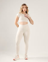 Top Forfun + Legging Básica Off White