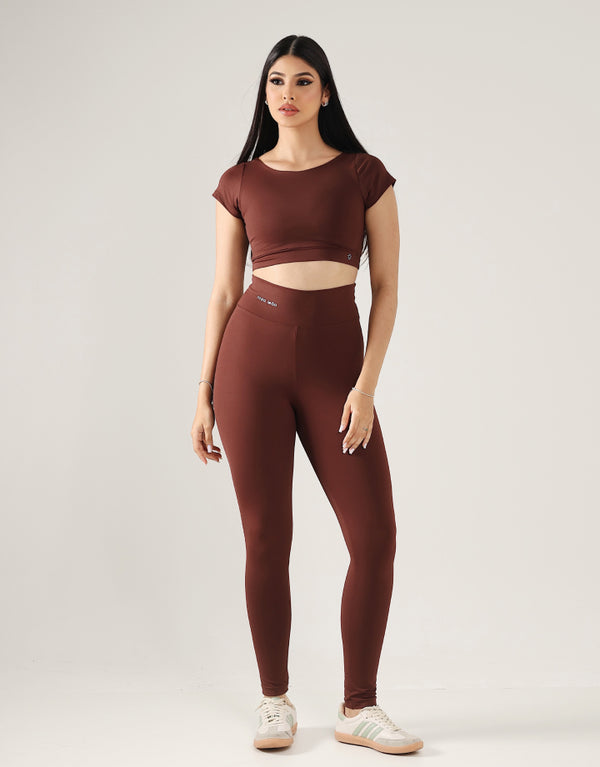 Top Forfun + Legging Básica Marrom