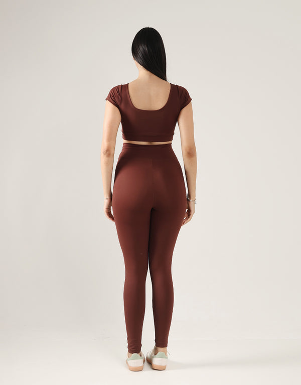 Top Forfun + Legging Básica Marrom