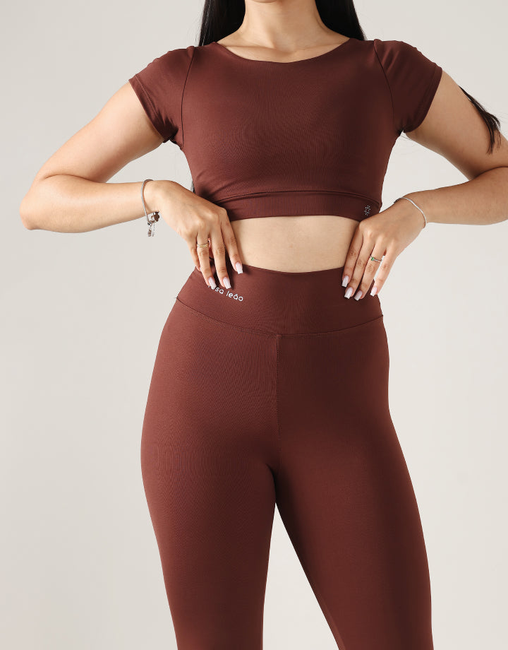 Top Forfun + Legging Básica Marrom