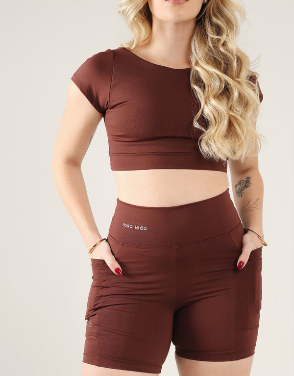 Top Forfun + Short Marrom