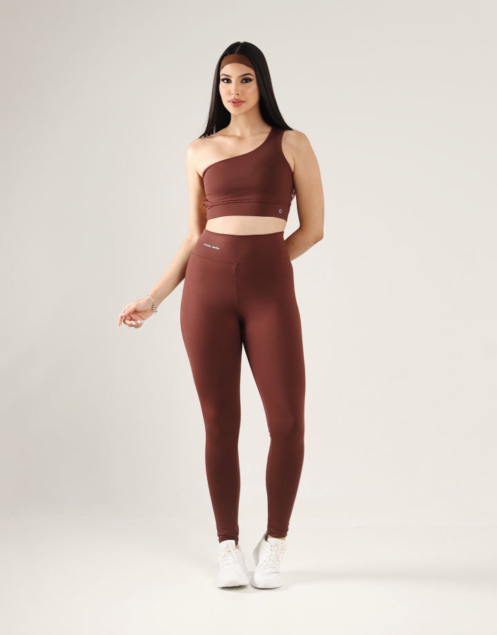 Top Essence + Legging Básica Marrom