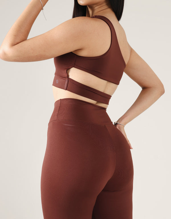 Top Essence + Legging Básica Marrom