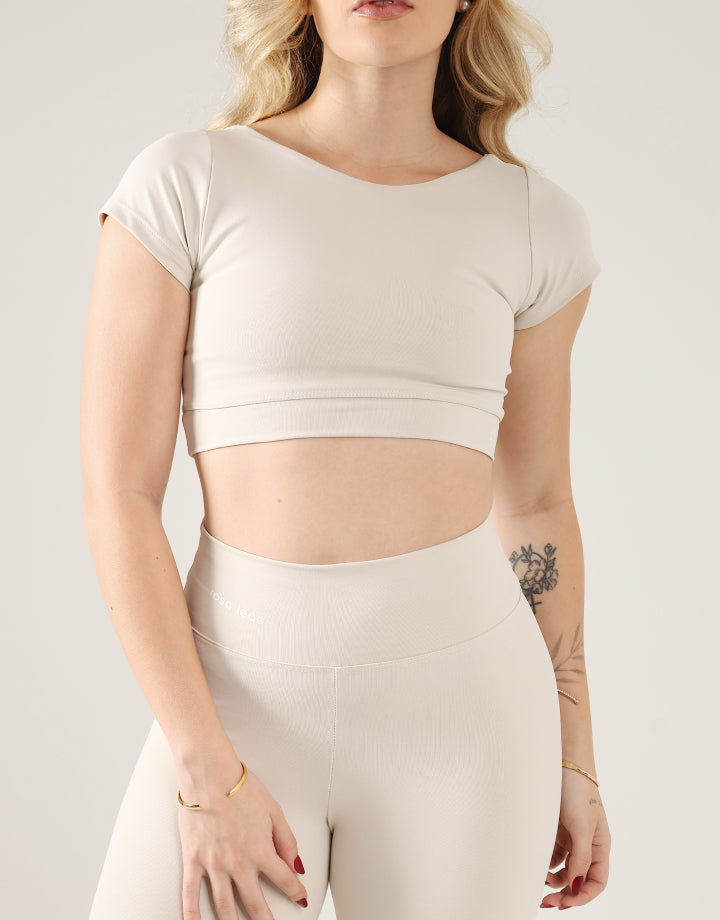 Top Forfun + Legging Básica Off White