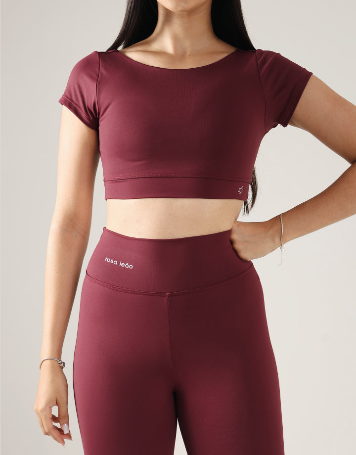 Top Forfun + Legging Básica Vinho